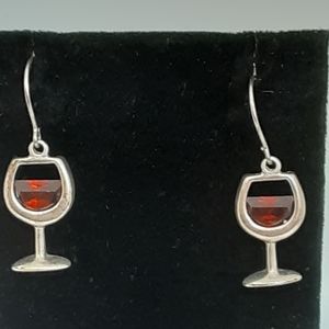 🍷Sterling Silver Red Wine Earrings